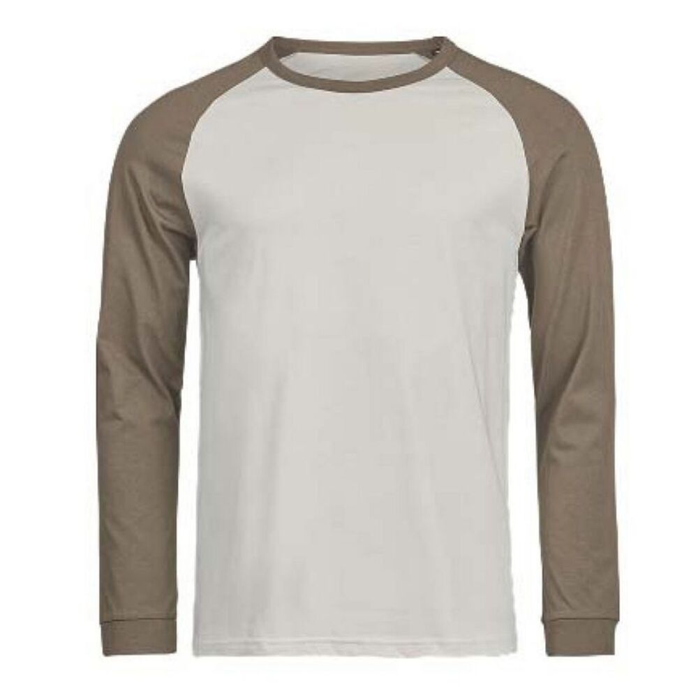 Tee Jays Mens Unlabeled Baseball Long-Sleeved T-Shirt / Cement